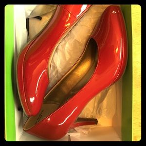 Kellie and Katie Red Patten Leather Heels